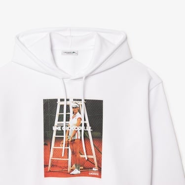  Kadın Kapüşonlu Baskılı Beyaz Sweatshirt