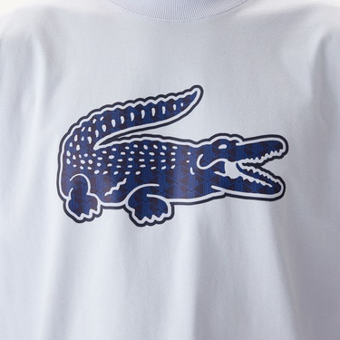  Erkek Relaxed Fit Bisiklet Yaka Baskılı Beyaz T-Shirt