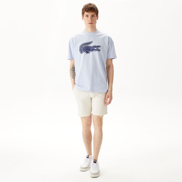  Erkek Relaxed Fit Bisiklet Yaka Baskılı Beyaz T-Shirt