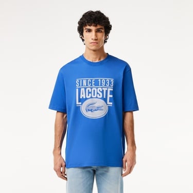  Lacoste Erkek Loose Fit Baskılı Mavi T-Shirt
