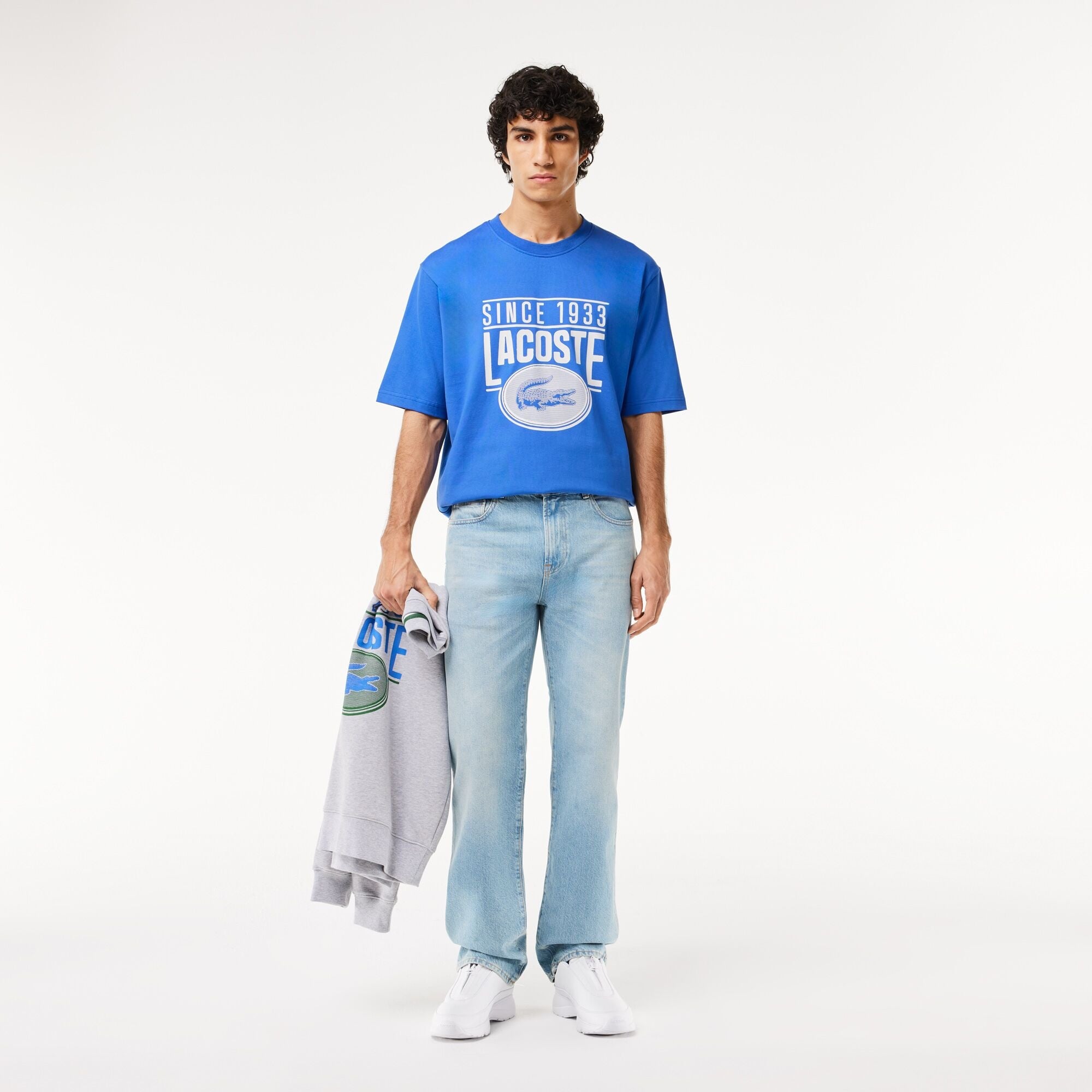 Lacoste Erkek Loose Fit Baskılı Mavi T-Shirt