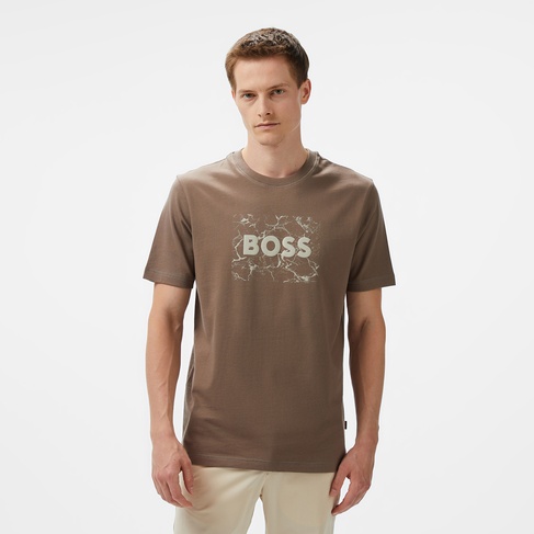  Boss Logospace Erkek Bej T-Shirt