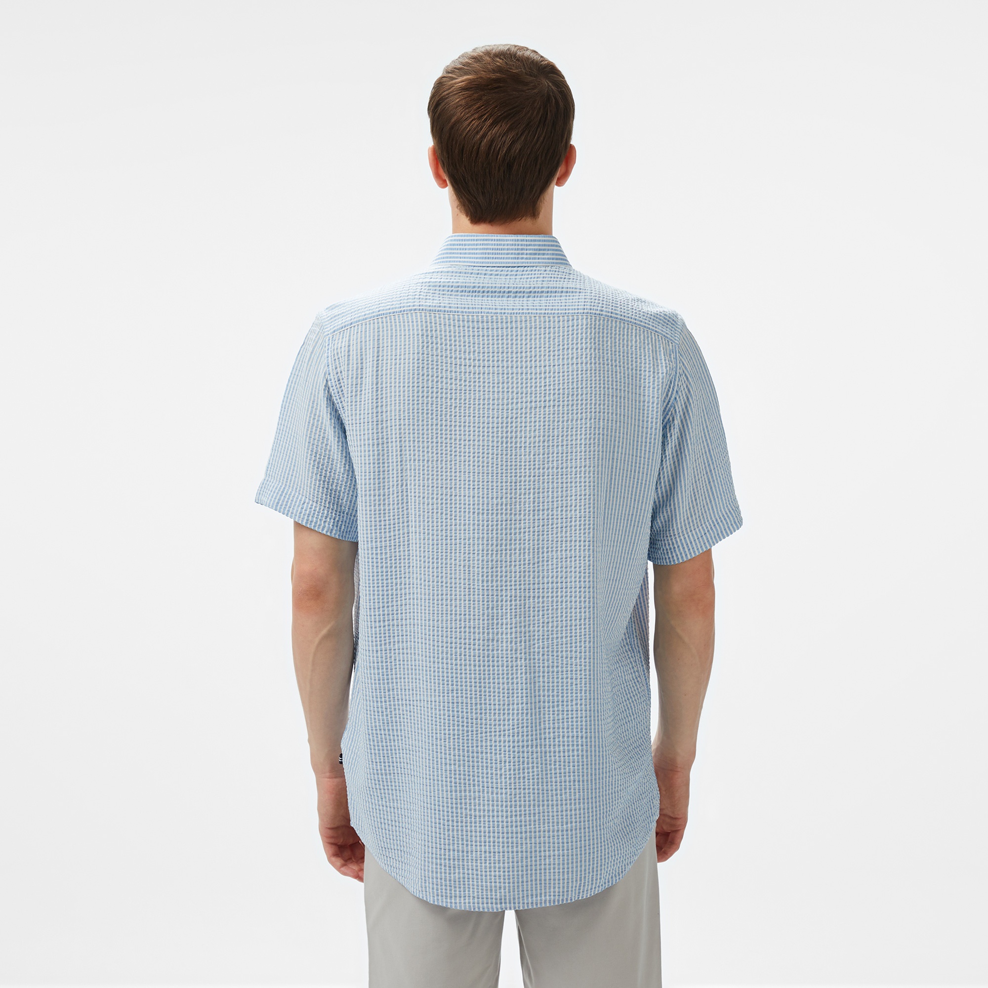 Nautica Erkek Mavi Classic Fit Çizgili Gömlek