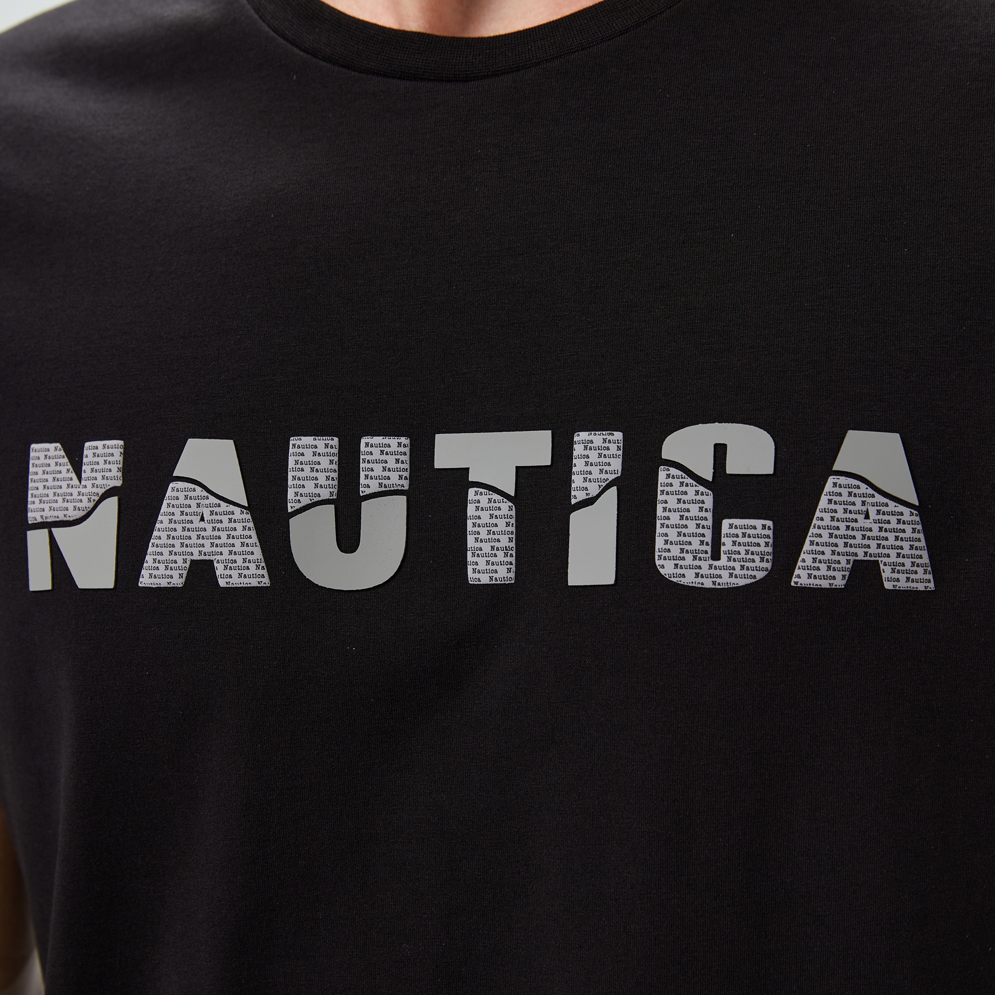 Nautica Erkek Siyah Regular Fit Baskılı T-Shirt