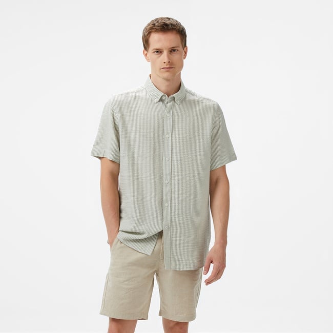  Nautica Erkek Yeşil Classic Fit Çizgili Gömlek