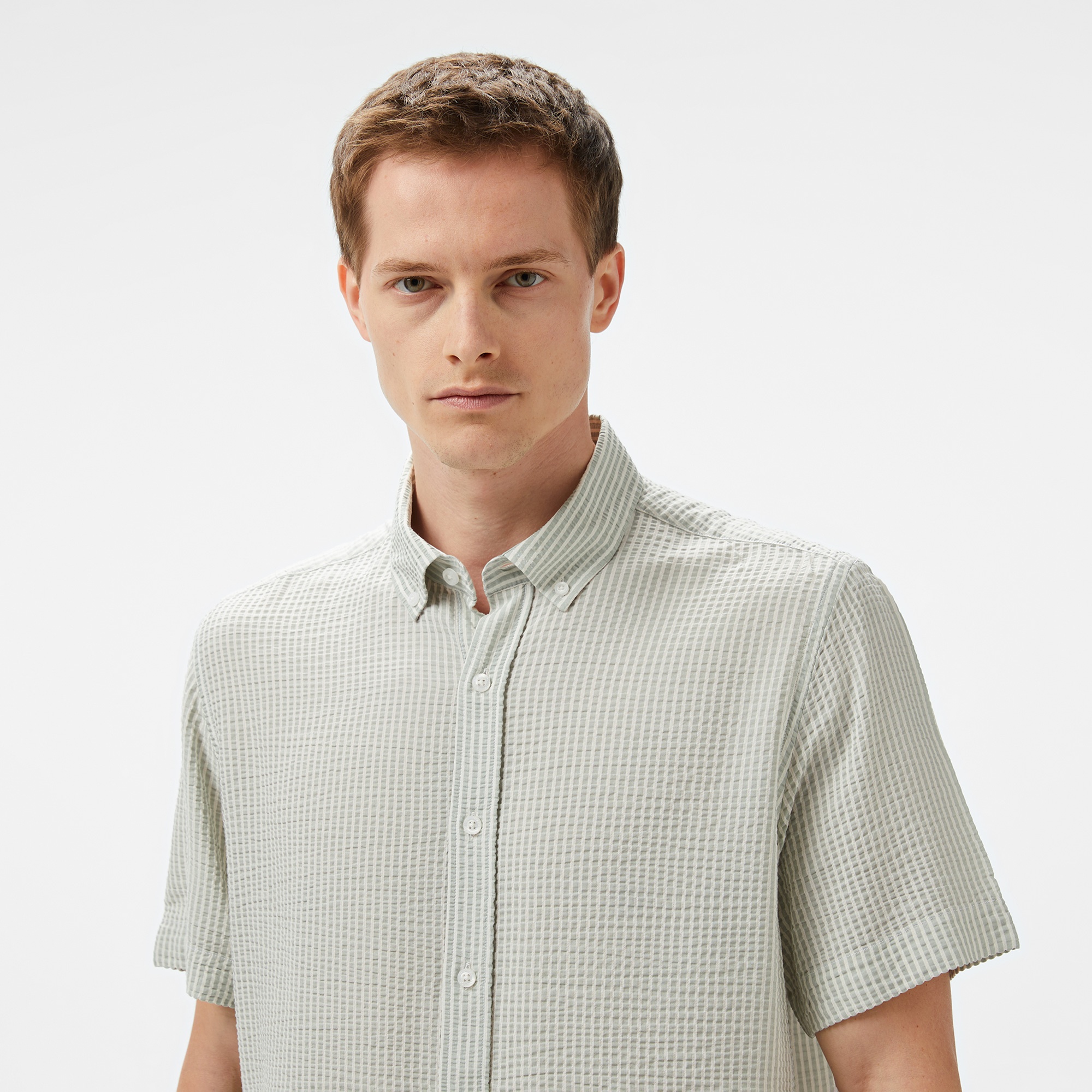 Nautica Erkek Yeşil Classic Fit Çizgili Gömlek