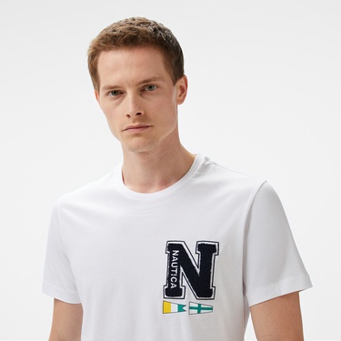  Nautica Erkek Beyaz Regular Fit T-Shirt