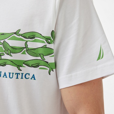  Nautica Erkek Beyaz Regular Fit Baskılı T-Shirt