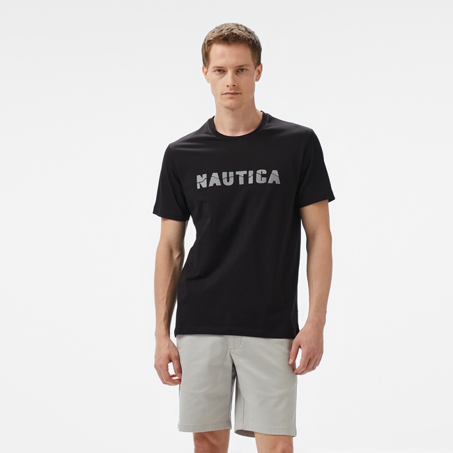  Nautica Erkek Siyah Regular Fit Baskılı T-Shirt