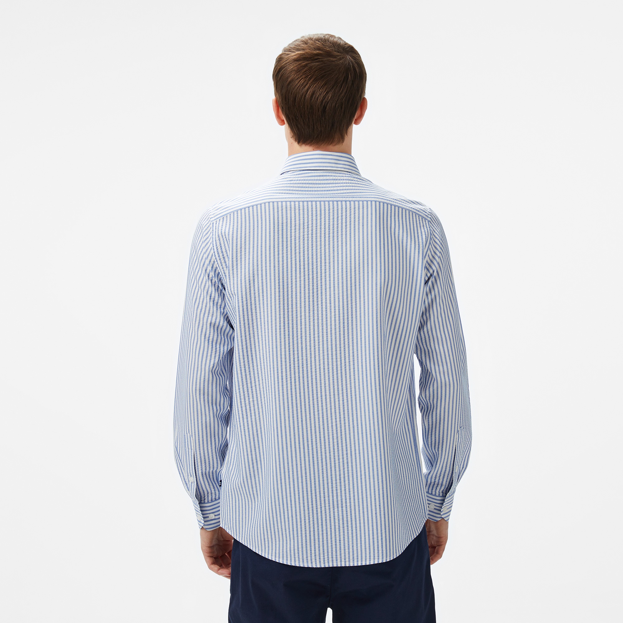 Nautica Erkek Mavi Classic Fit Çizgili Gömlek