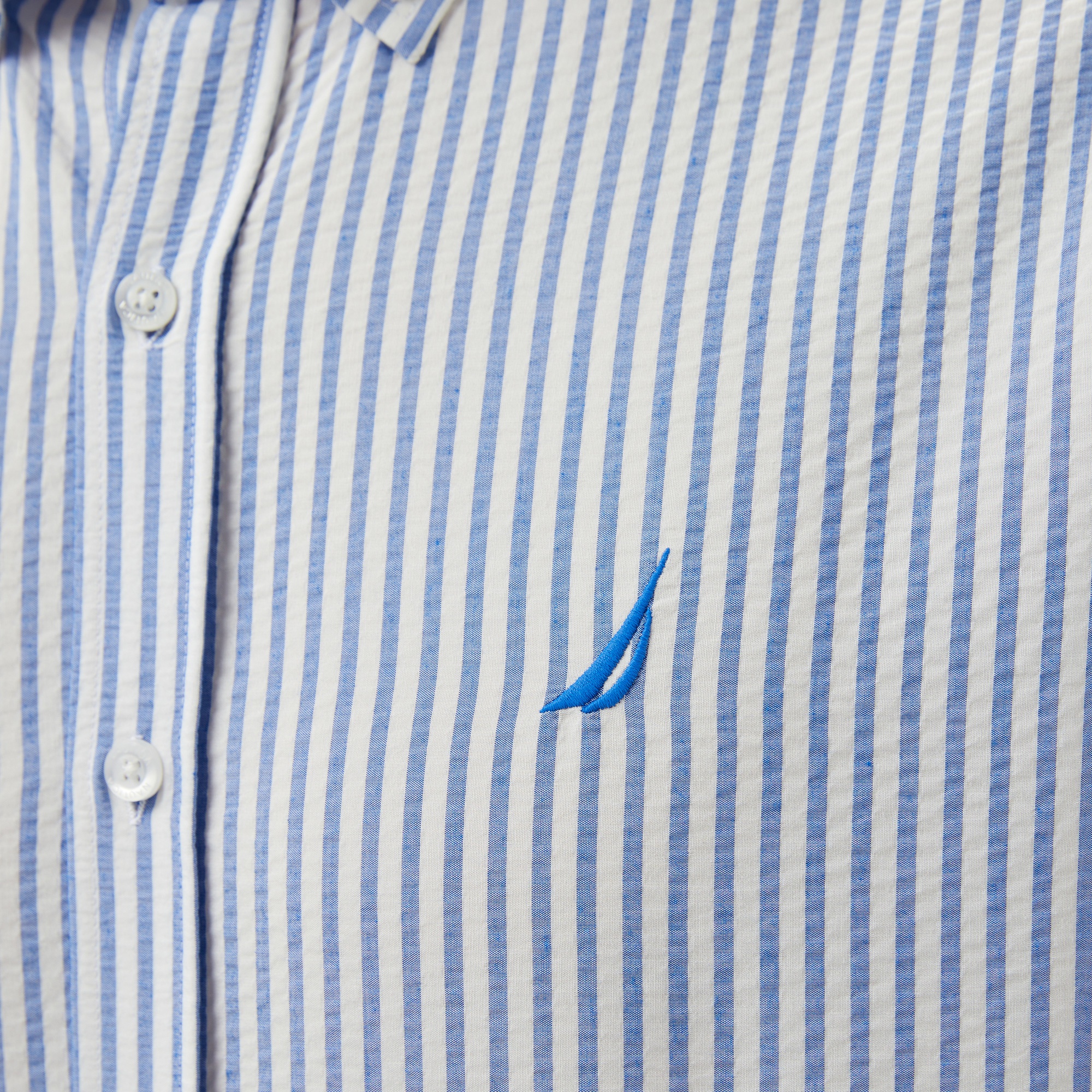 Nautica Erkek Mavi Classic Fit Çizgili Gömlek
