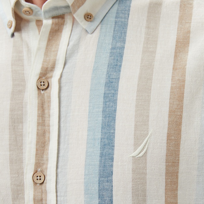  Nautica Erkek Mavi Classic Fit Çizgili Gömlek