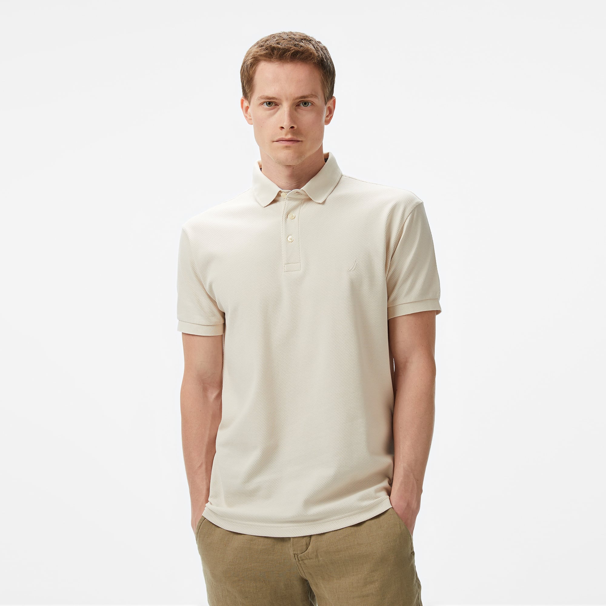  Nautica Erkek Bej Classic Fit Polo Yaka T-Shirt