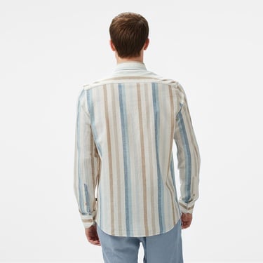  Nautica Erkek Mavi Classic Fit Çizgili Gömlek