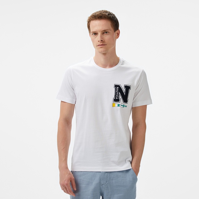  Nautica Erkek Beyaz Regular Fit T-Shirt