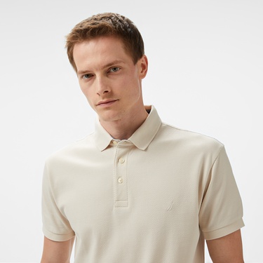  Nautica Erkek Bej Classic Fit Polo Yaka T-Shirt