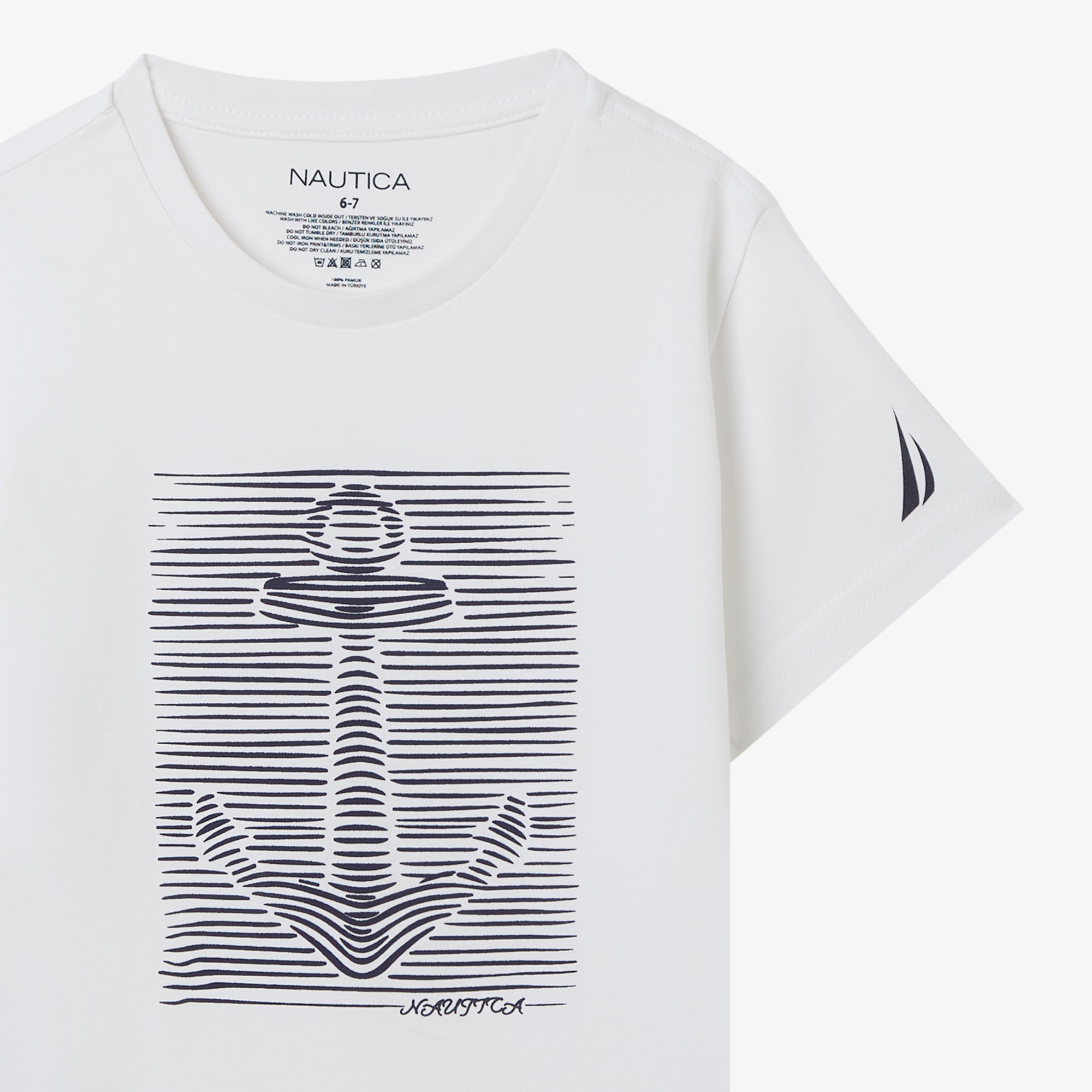 Nautica Erkek Çocuk Beyaz Regular Fit Baskılı T-Shirt