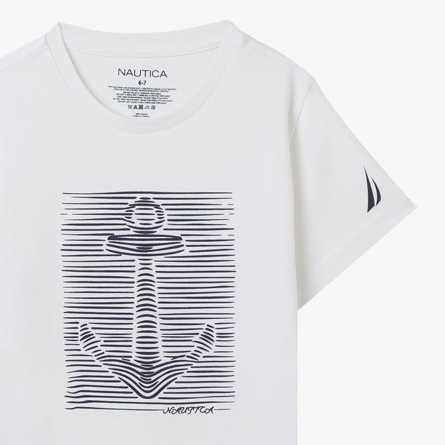  Nautica Erkek Çocuk Beyaz Regular Fit Baskılı T-Shirt