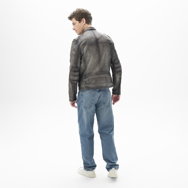  Tirona Gri Erkek Deri Mont