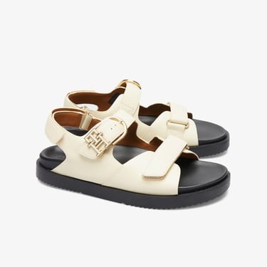  Tommy Hilfiger Leather Sporty Kadın Bej Sandalet