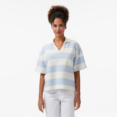  Nautica Kadın Mavi Regular Fit Çizgili Polo Yaka T-Shirt