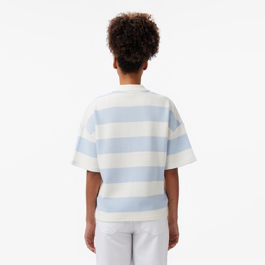  Nautica Kadın Mavi Regular Fit Çizgili Polo Yaka T-Shirt