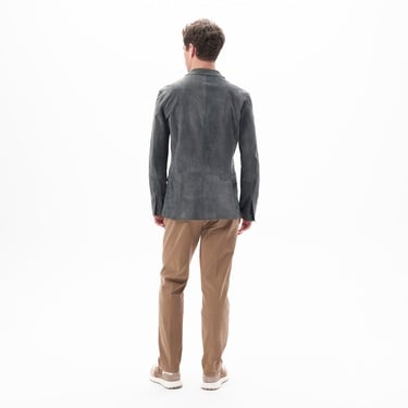  Erkek Gri Süet Blazer Ceket