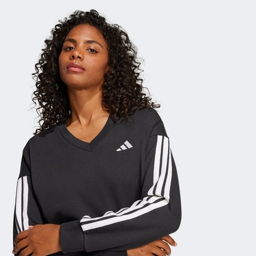  adidas Essentials 3 Stripes French Terry Kadın Siyah Sweatshirt