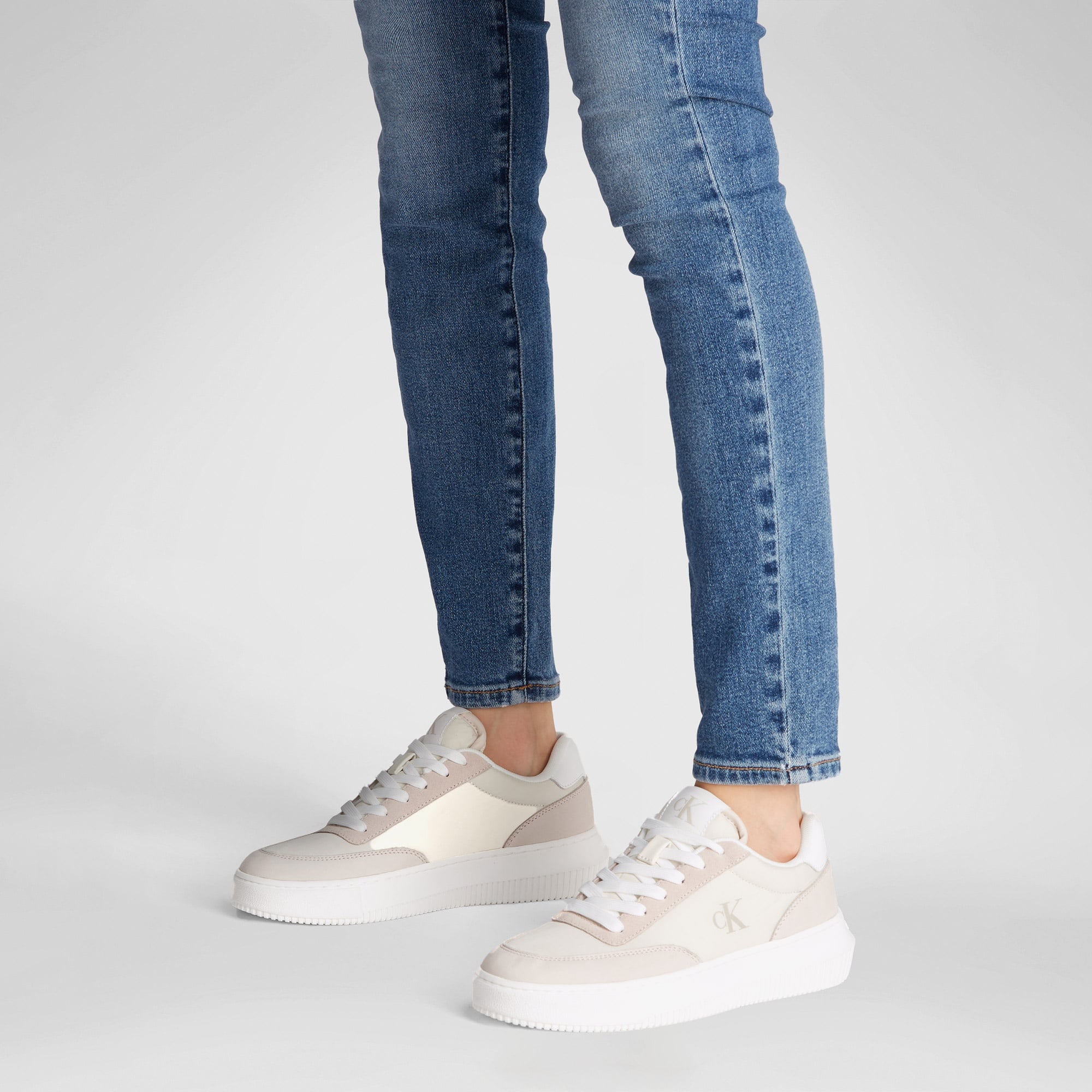 Calvin Klein Chunky Cupsole Low Mix Kadın Beyaz Sneaker