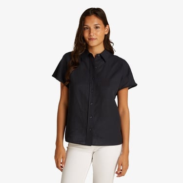  Calvin Klein Linen Blend Kadın Siyah Gömlek