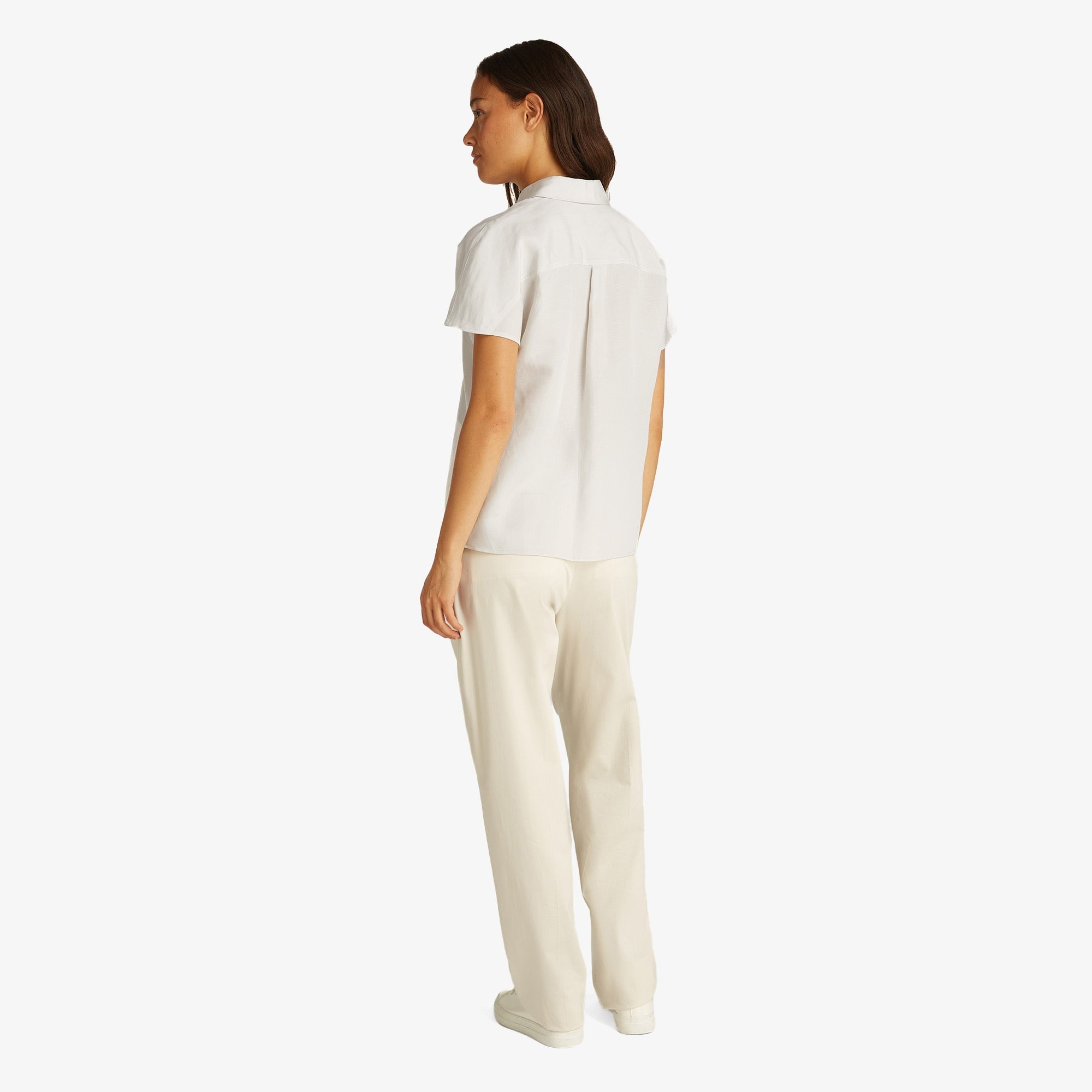 Calvin Klein Linen Blend Kadın Bej Gömlek