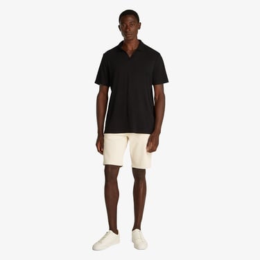  Calvin Klein Linen Cotton Cuban Collar Erkek Siyah Polo