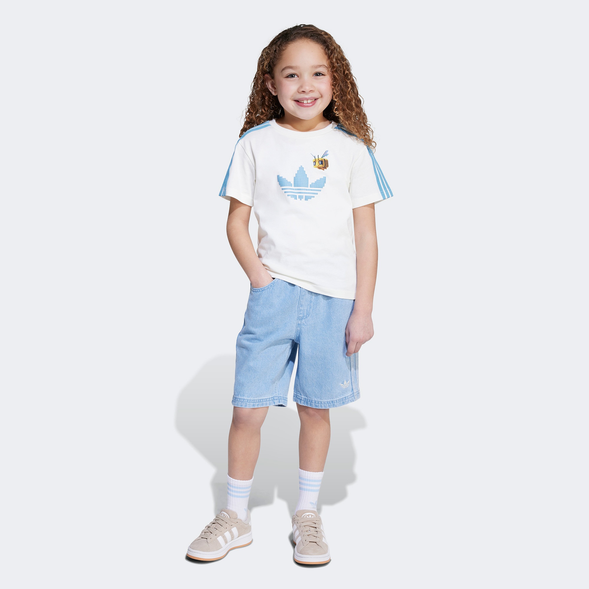 adidas Originals X Minecraft Çocuk Beyaz Şort Takım