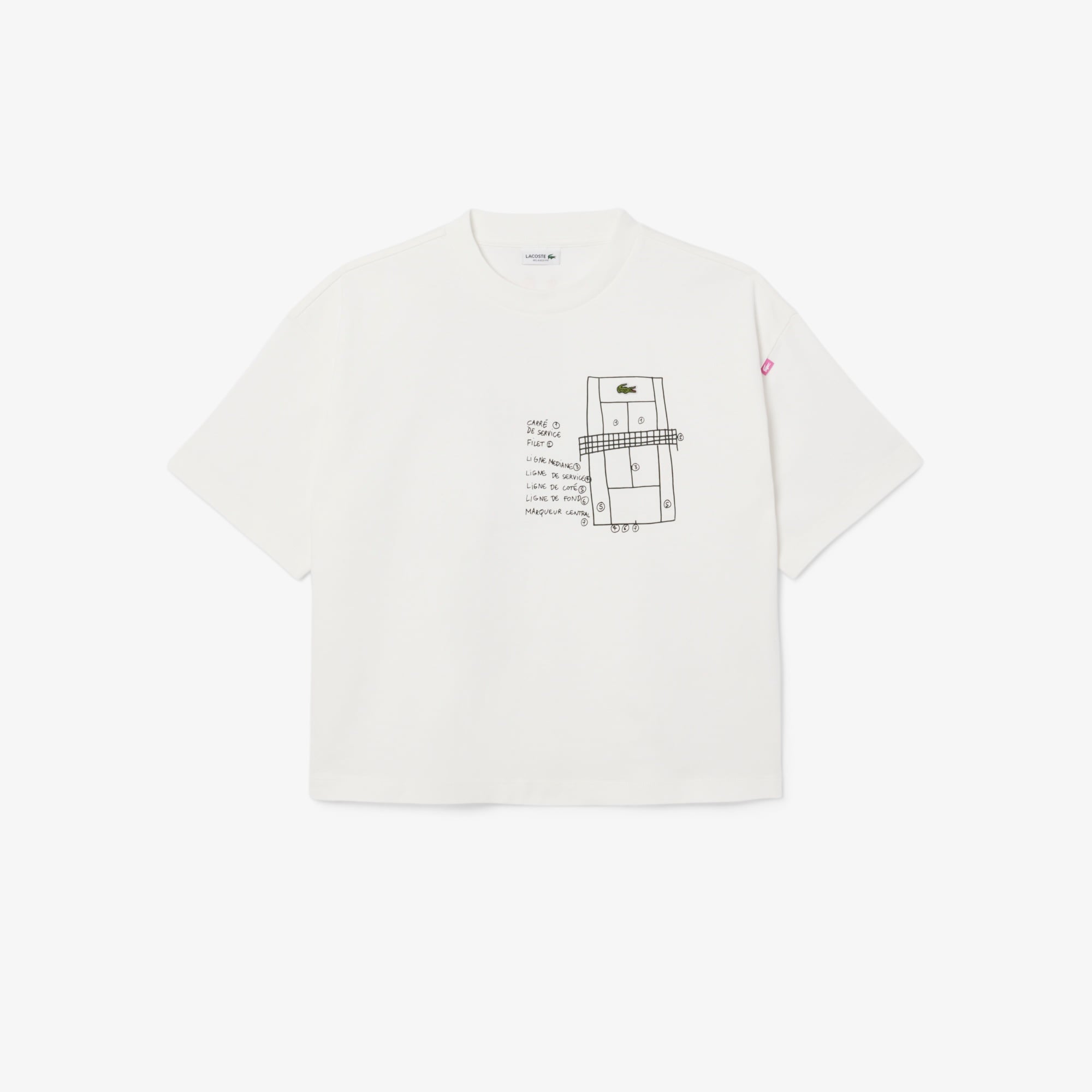 Lacoste Kız Çocuk Bisiklet Yaka Baskılı Beyaz T-Shirt