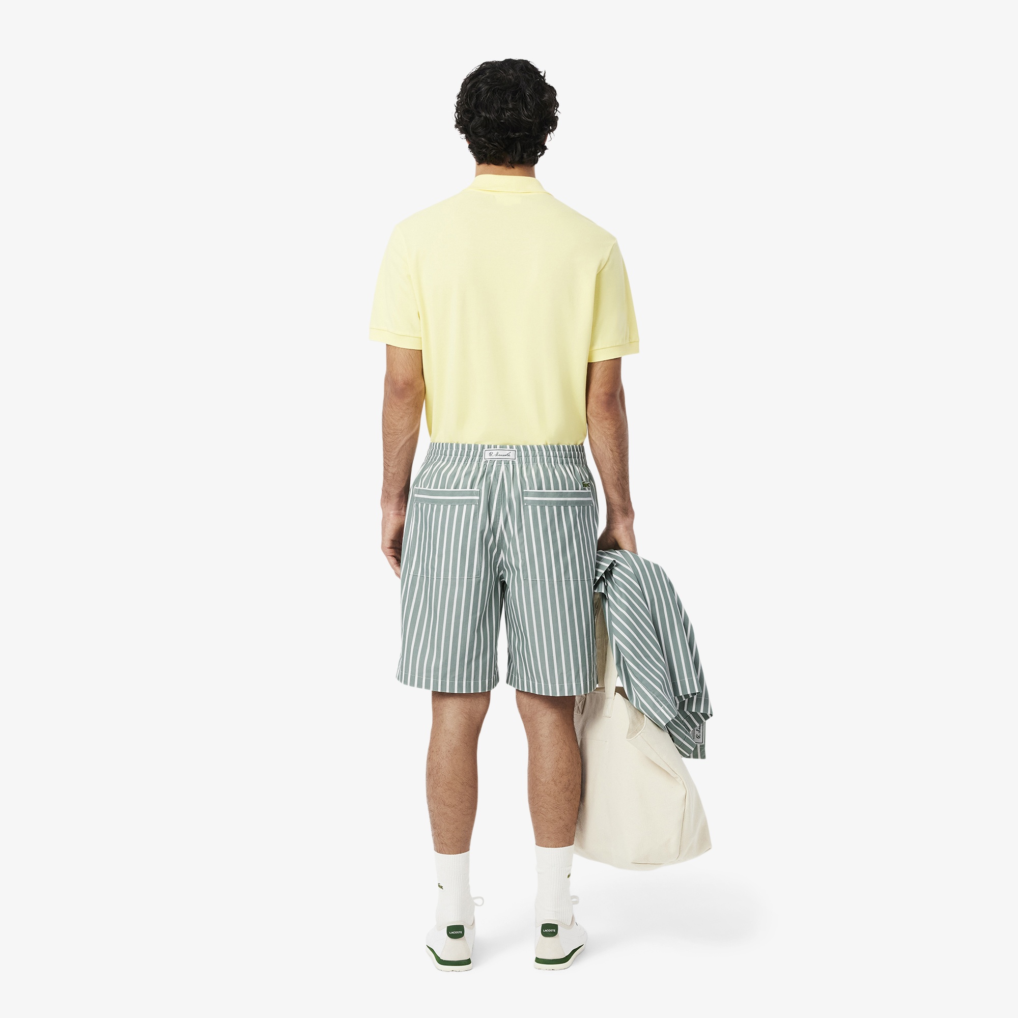 Erkek Relaxed Fit Çizgili Yeşil Şort