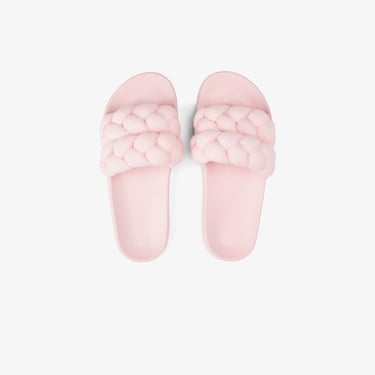  Tommy Jeans Logolu Kalın Örgülü Çift Bantlı Kadın Pembe Terlik