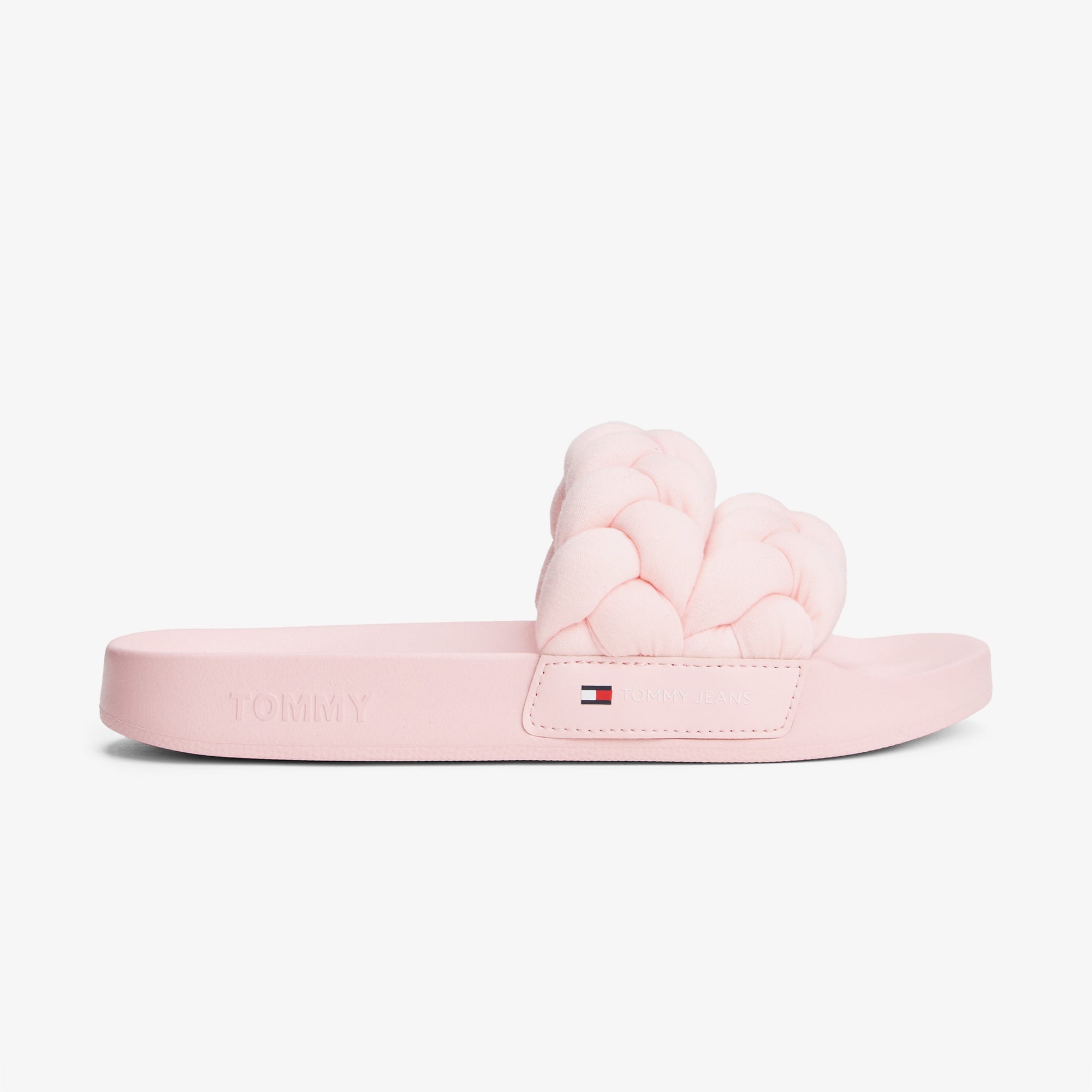 Tommy Jeans Logolu Kalın Örgülü Çift Bantlı Kadın Pembe Terlik