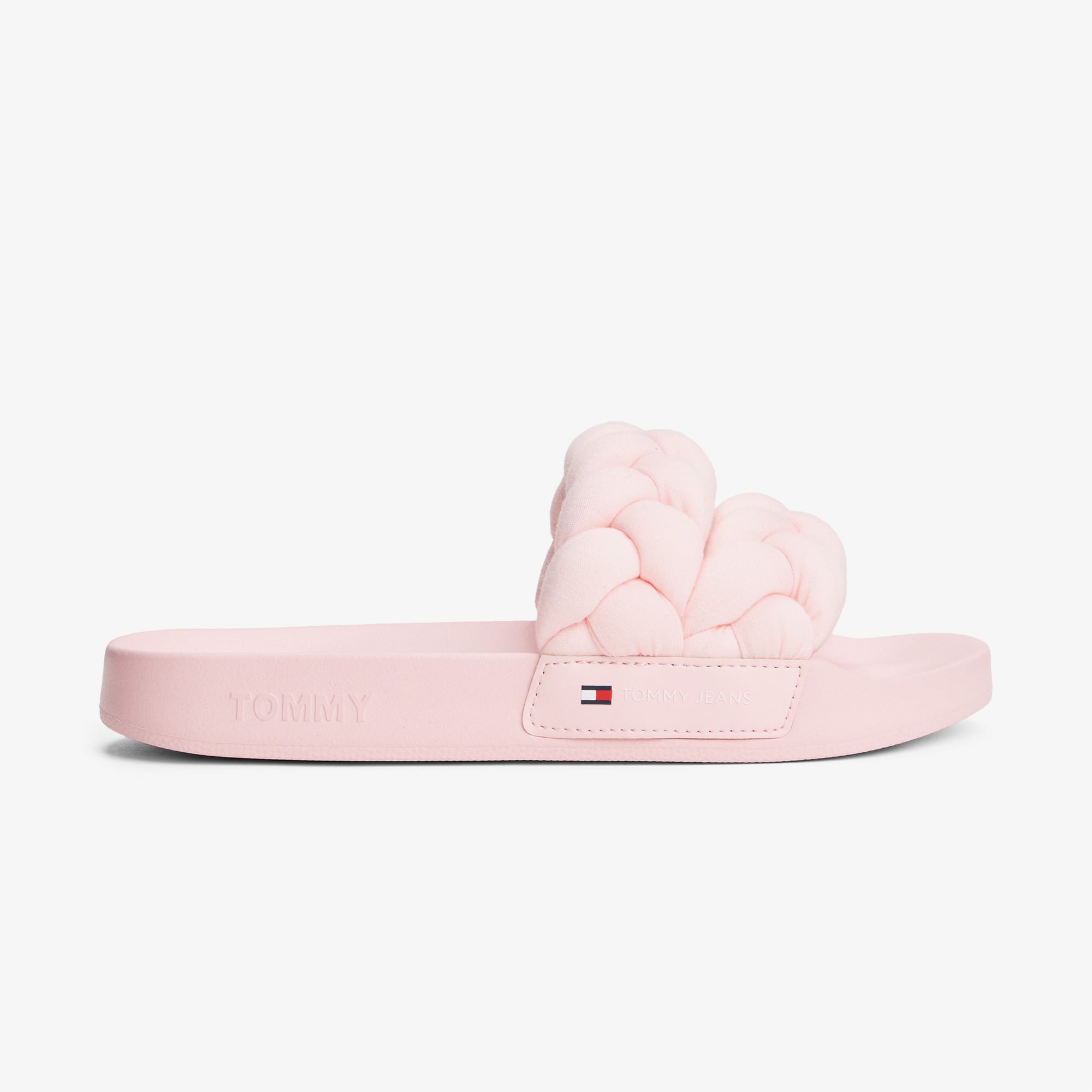 Tommy Jeans Logolu Kalın Örgülü Çift Bantlı Kadın Pembe Terlik