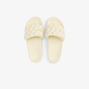  Tommy Jeans Logolu Kalın Örgülü Çift Bantlı Kadın Bej Terlik