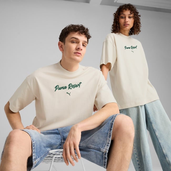  Puma Premium Ess Graphic Erkek Krem T-Shirt