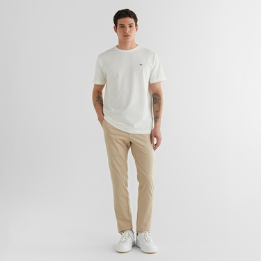  GANT Erkek Krem Regular Fit Bisiklet Yaka T-shirt
