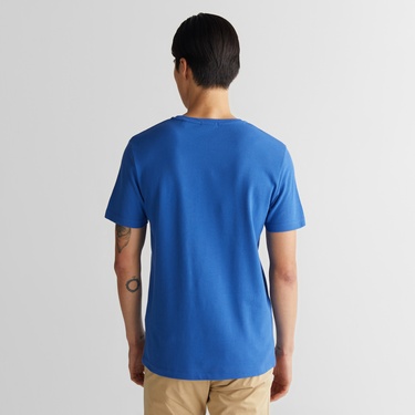  GANT Erkek Mavi Slim Fit Bisiklet Yaka T-Shirt