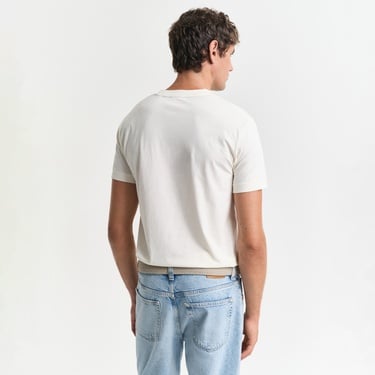  GANT Erkek Krem Regular Fit Bisiklet Yaka Logolu T-Shirt