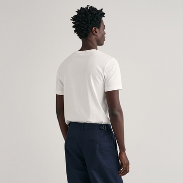  GANT Erkek Beyaz Regular Fit Bisiklet Yaka Logolu T-shirt