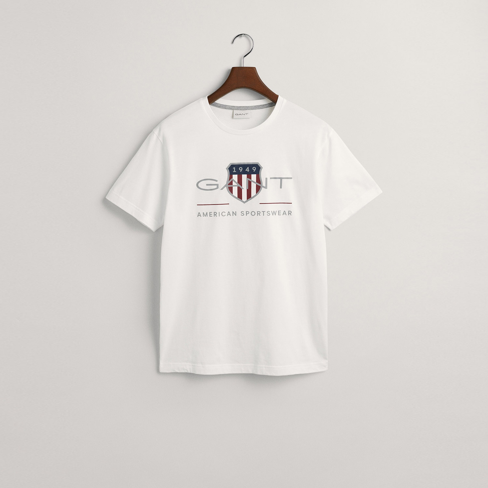 GANT Erkek Beyaz Regular Fit Bisiklet Yaka Logolu T-shirt