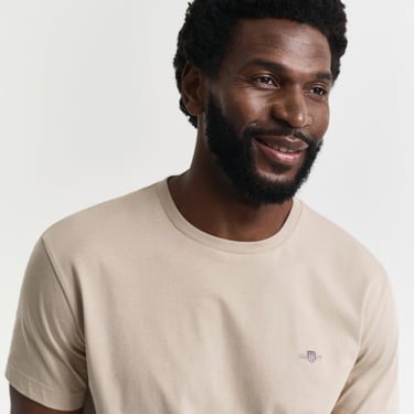  GANT Erkek Bej Regular Fit Bisiklet Yaka T-Shirt