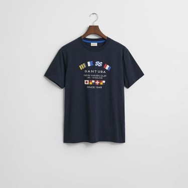  GANT Erkek Lacivert Regular Fit Bisiklet Yaka Logolu T-Shirt