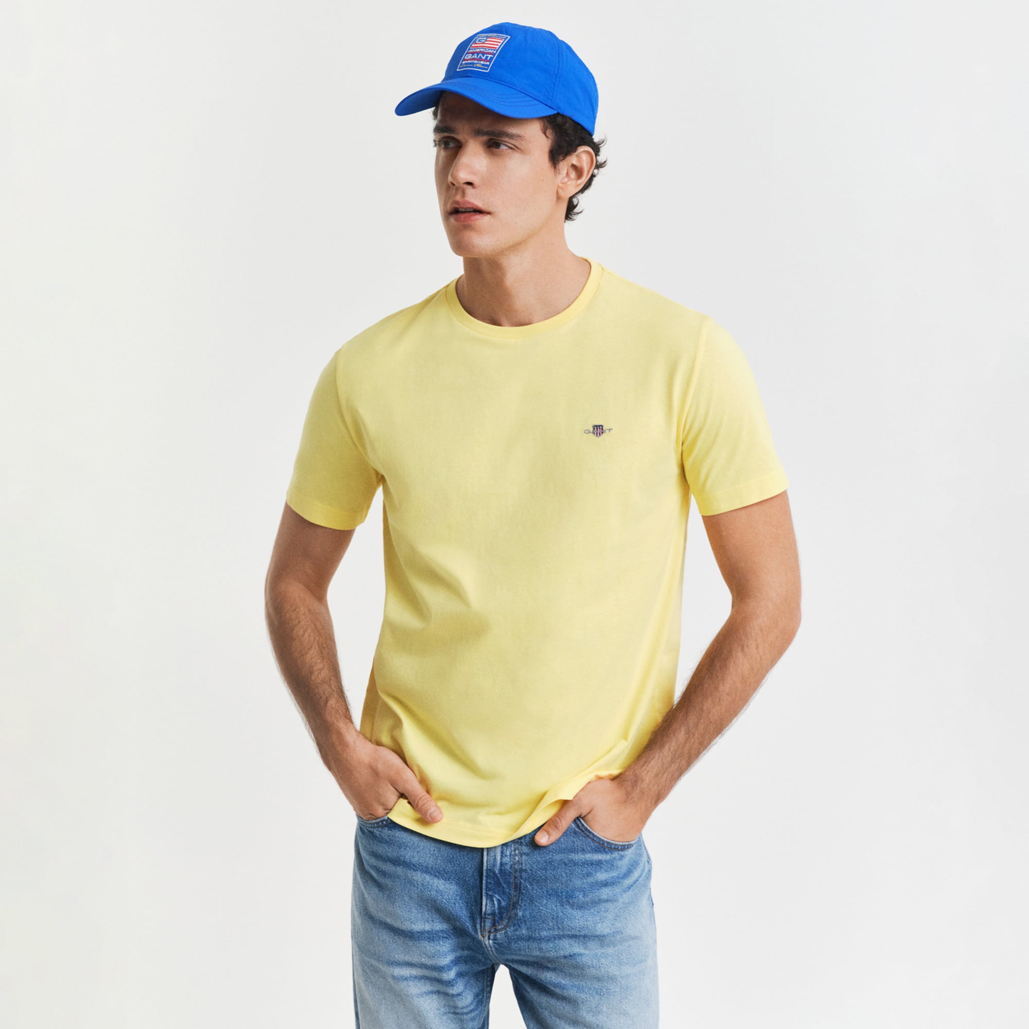  GANT Erkek Sarı Regular Fit Bisiklet Yaka T-Shirt