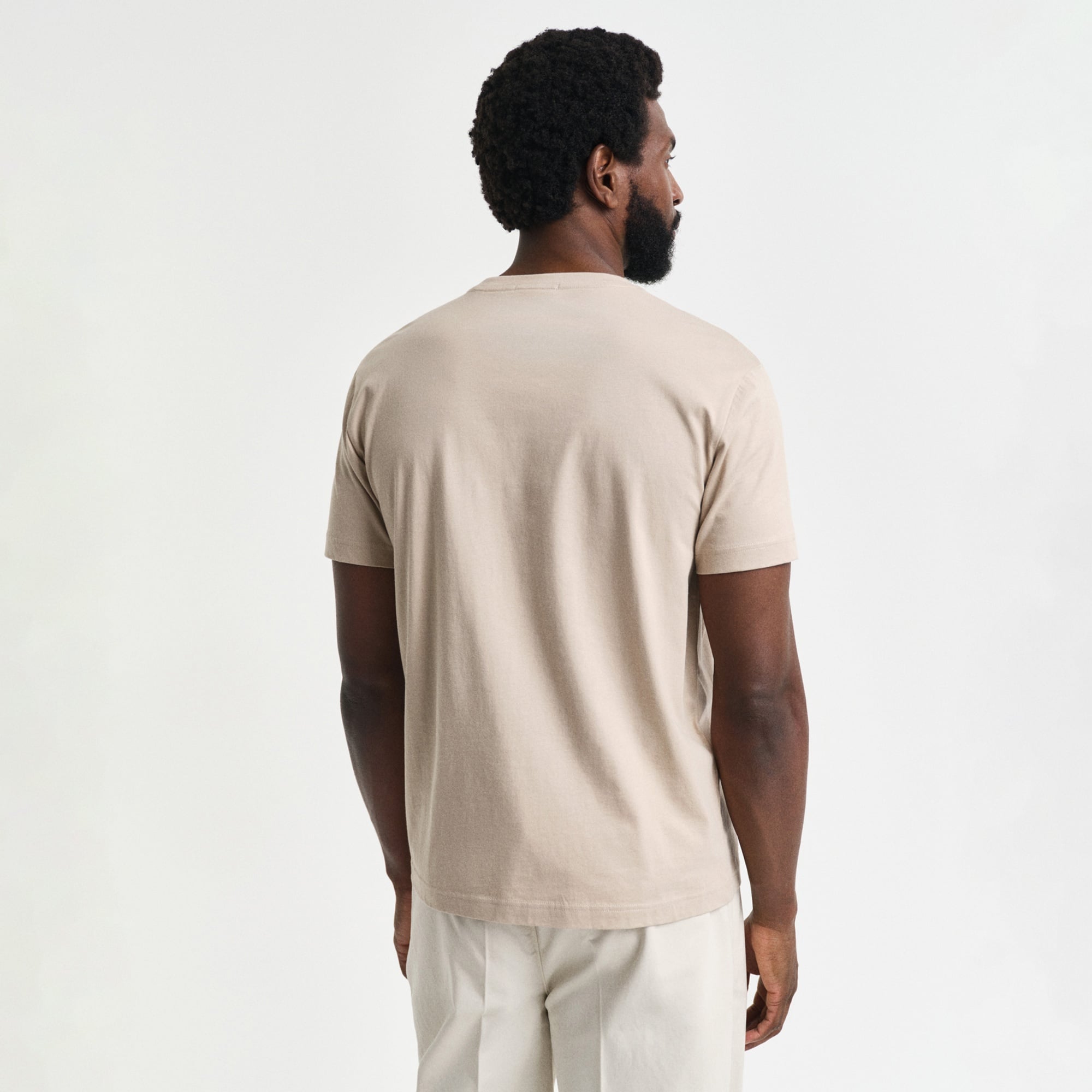 GANT Erkek Bej Regular Fit Bisiklet Yaka T-Shirt