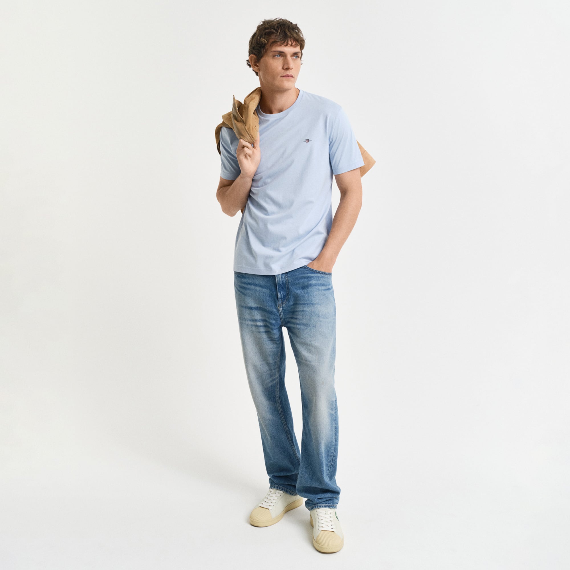  Gant Erkek Mavi Regular Fit Bisiklet Yaka T-shirt